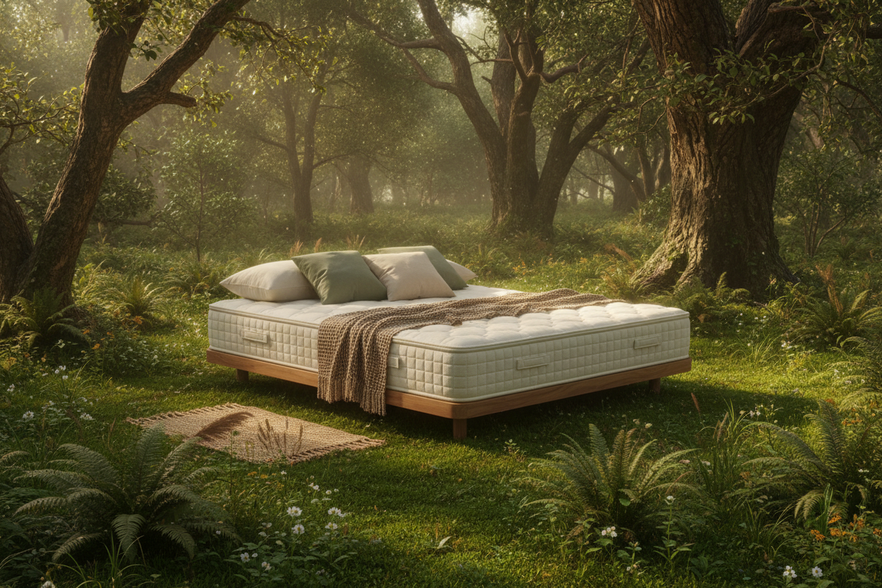 mattress placed in forest feel like natural product